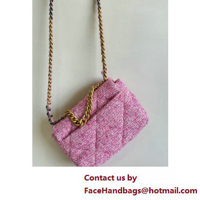 Chanel 19 handbag AS1160 in Cotton Tweed, Gold-tone, Silver-Tone  &  Ruthenium-Finish Metal Pink  &  Ecru 2025